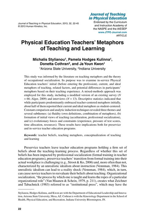 teaching method in physical education|Journal of Teaching in Physical Education .